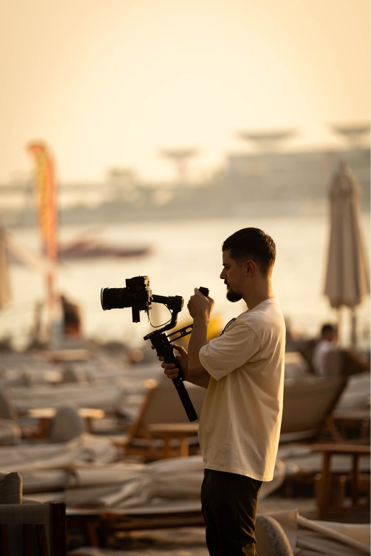 Alex Paiu taking video using gimbal