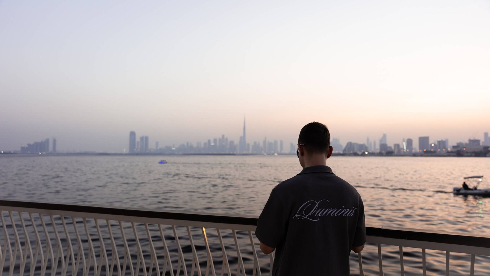 Alex Paiu with Dubai skyline