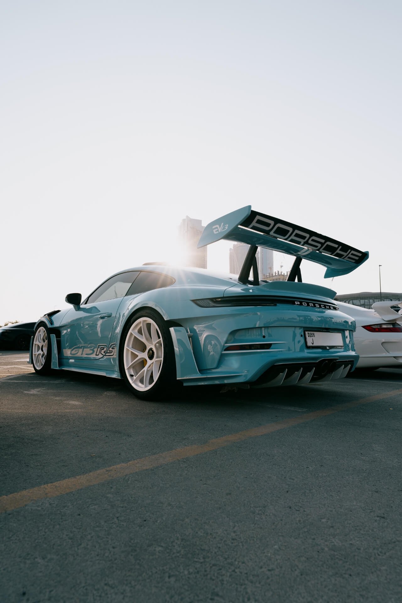Custom tuned Porsche GT3RS in parking lot
