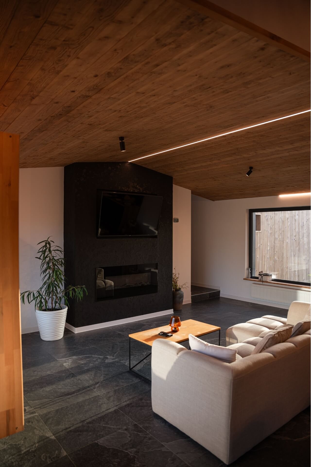 Cozy villa interior of the living room at Green Resort Bran