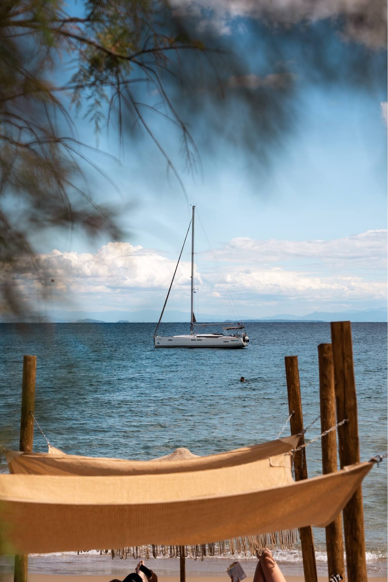 Sea view with a nice boat at Noe Beach Zakynthos