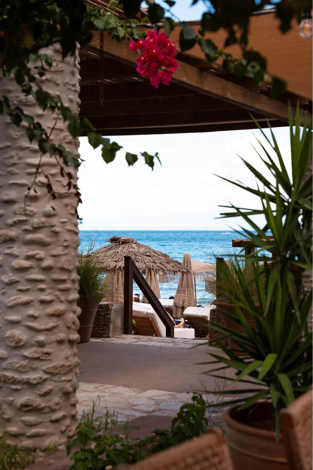 Beach area at Noe Zakynthos with the sea in the horizon