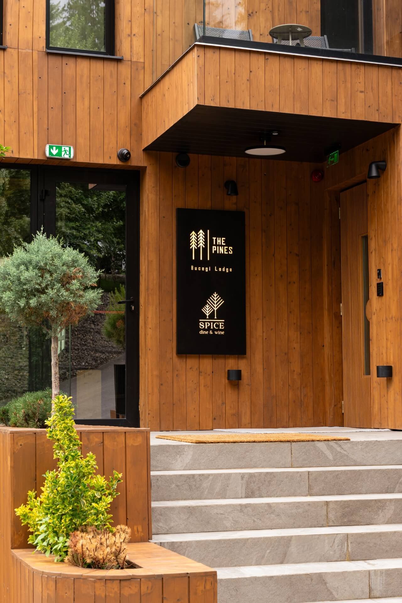 Entrance of The Pines Hotel Bucegi Romania