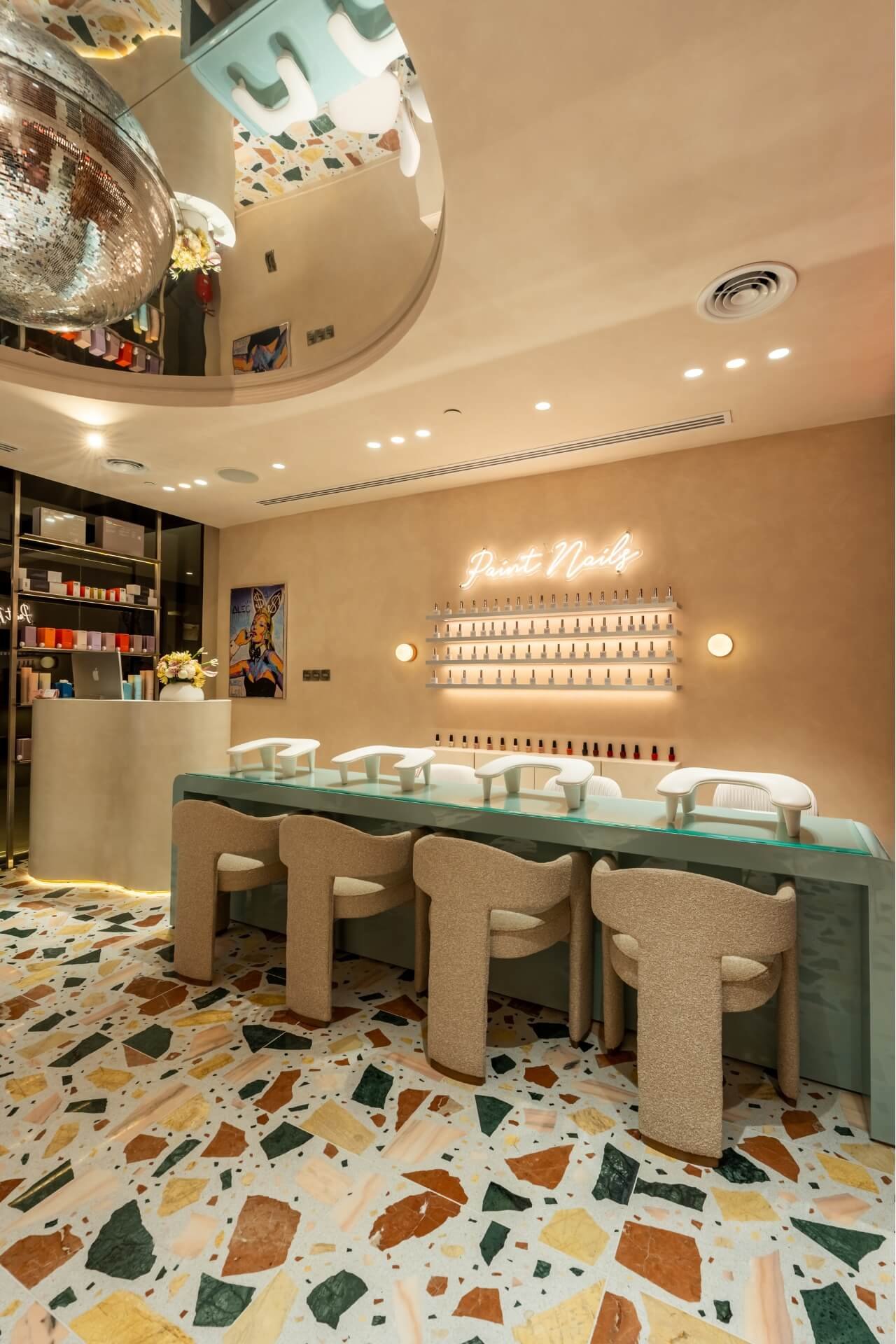 Paint Nails Salon of Beauty Club London in Dubai and the reception